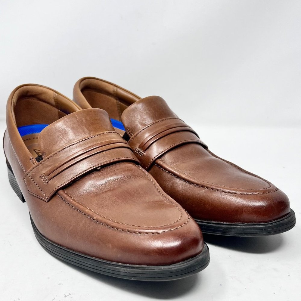 Clarks Mens Whiddon Step Loafer Cognac Brown Size 9.5